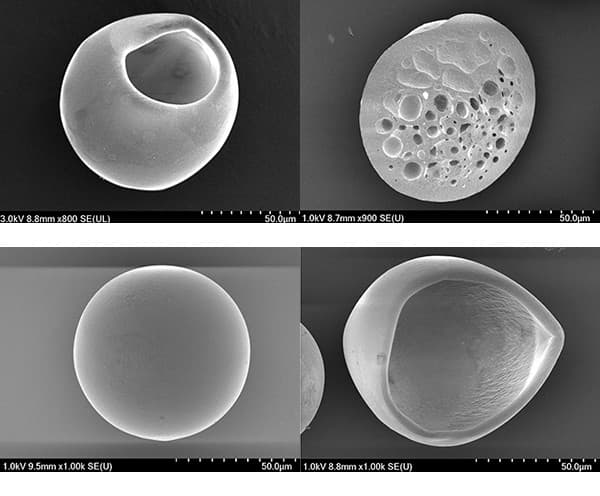PLLA 30 microspheres under the electron microscope